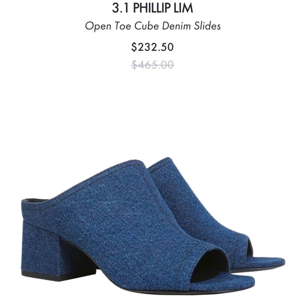 3.1 Phillip Lim Open atone Cube Denim Slides size 36